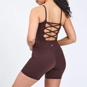 Buffbunny Ivy Bodysuit 6” Journey Dark Brown With Lattice Back
